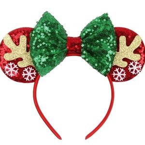 Christmas Disney Minnie Mouse Ears Headband with Sequins Bow Women & Girls
